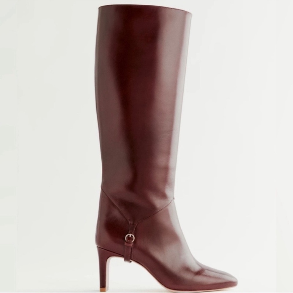 NWOT Reformation Gaelle Knee Leather Boots in Ruby Red - 8.5